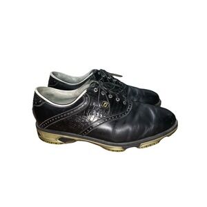 FOOTJOY DRYJOYS TOUR Croc Spiked Golf Shoes Black Leather 53676 Men's Size 12 W